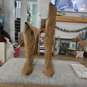 Suede Tan Knee-High Boots